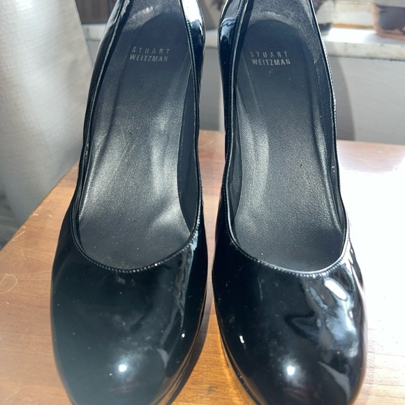 Stuart Weitzman Shoes Women 9M Stilts Platform Black Patent Leather High Heels - Picture 3 of 12